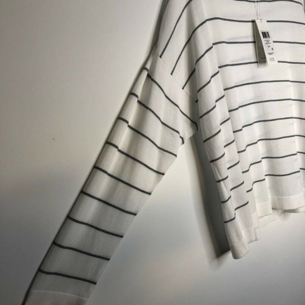 Eileen Fisher Womens Box Top White Stripe Jewel Ne - Picture 4 of 6